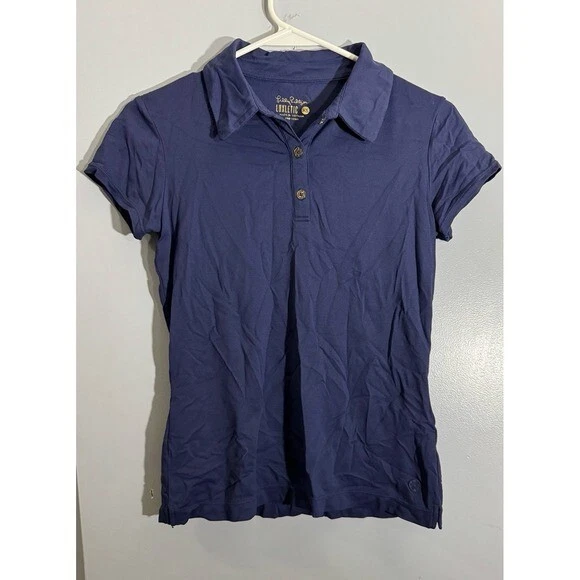 Lilly Pulitzer Luxletic collared blue polo top short sleeve UPF protection XS