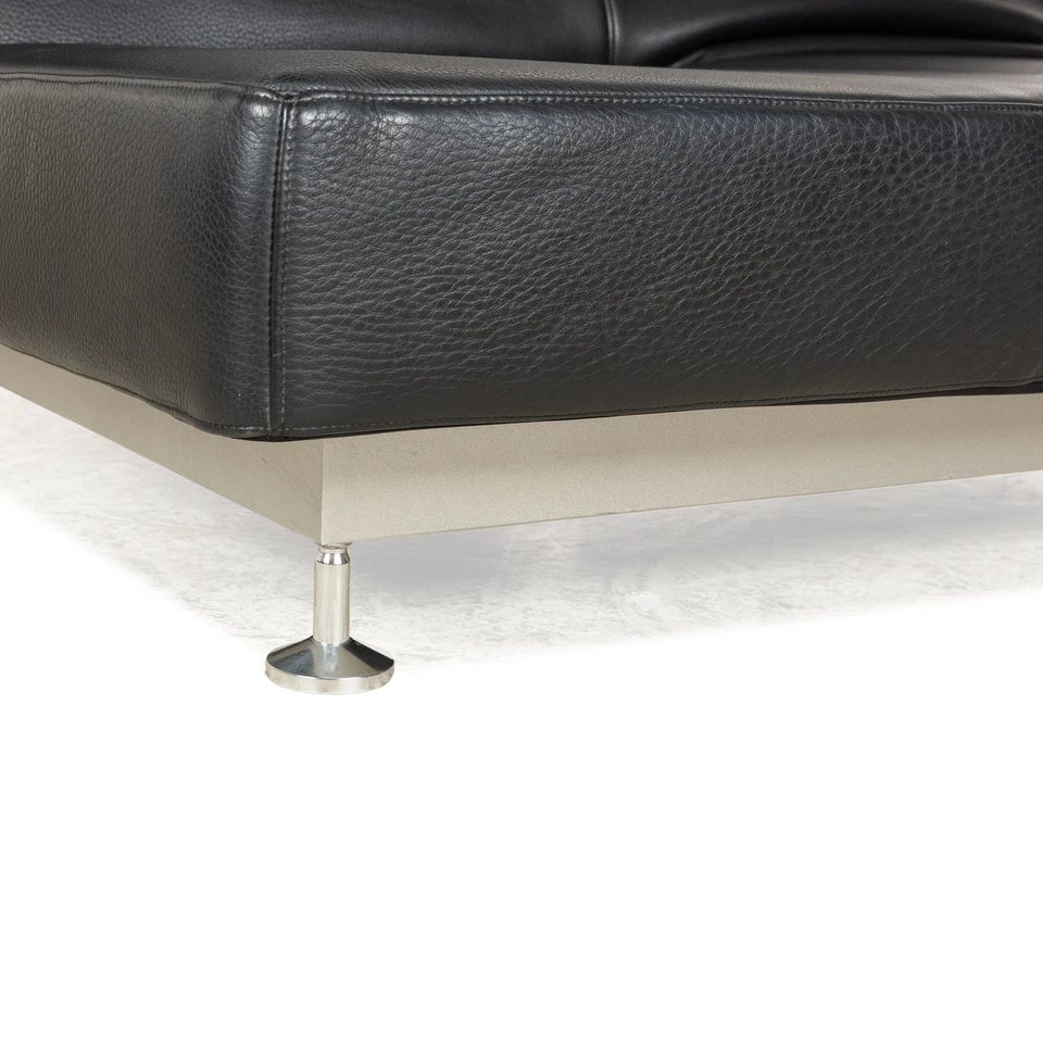 Edra Damier Leder Zweisitzer Schwarz manuelle Relaxfunktion Sofa Couch - Bild 4 von 4