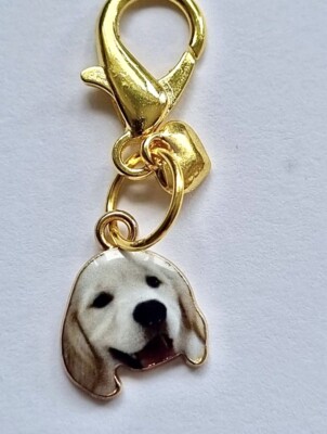 Cream coloured dog face,labrador, and golden heart zip charm pull/bag  UK