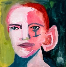 Original Portrait Painting Expressive Strong Man Collectible Outsider Art