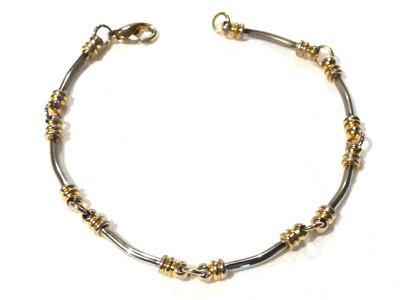 Bracelet Fantaisie Alliage Argenté Avec Fermoir Bouée – Occasion, Longueur 20 Cm