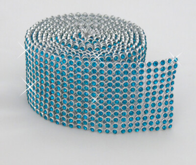 Hotfix PEACOCK BLUE Mesh Strassband SS8 Borte 3,9 cm 12 Reihen zum Aufbügeln