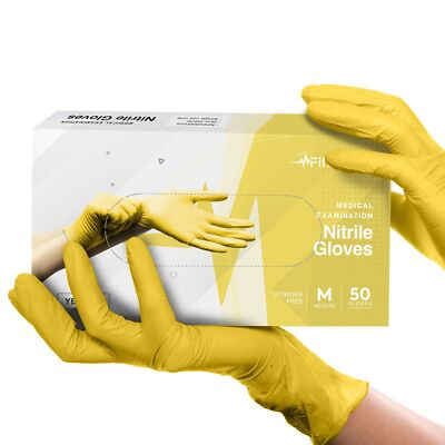 FifthPulse Yellow Nitrile Disposable Gloves - 50 Count - 3 Mil Nitrile Gloves...