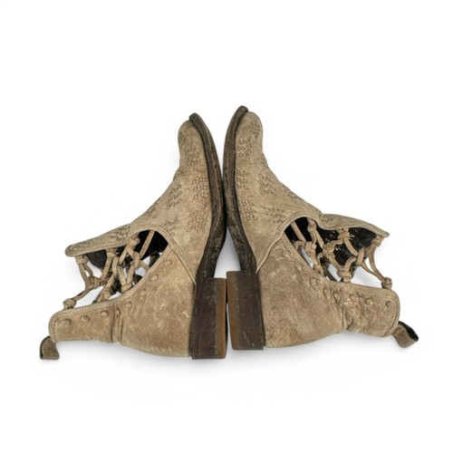 Patina Vie by LANE Women's Ankle Boots Booties 7 Leather Tan Knotted Cutouts - Picture 7 of 14