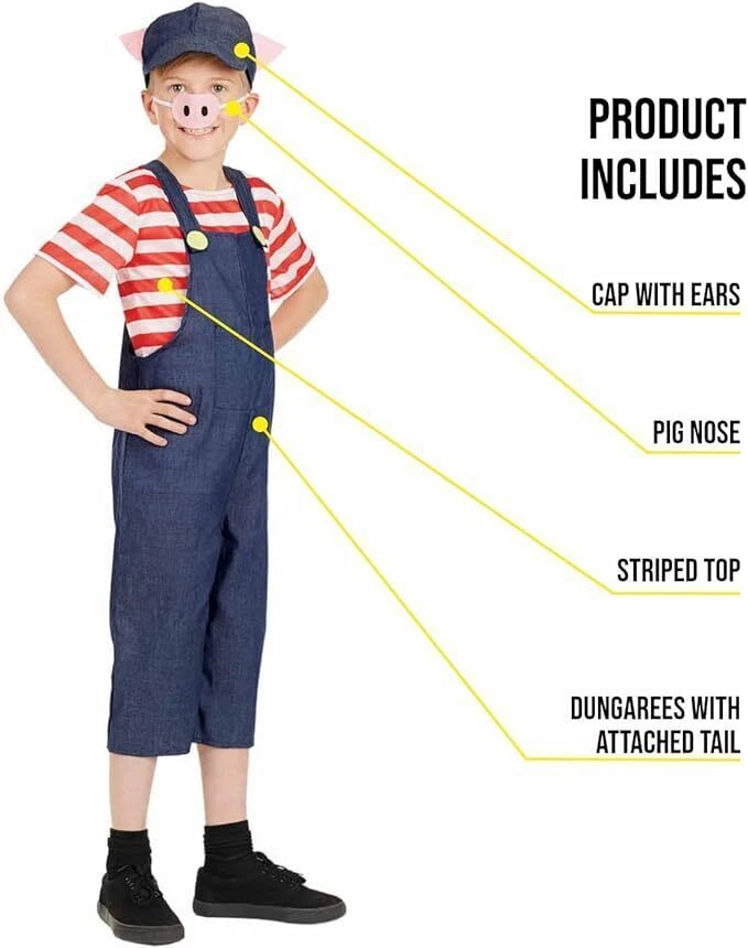 Детский костюм 3 поросенка S — XL детский стишок сказка для мальчиков девочек Хэллоуин - Изображение 3 из 4