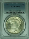 1923 Peace Silver Dollar S$1 Coin  PCGS MS-63   (37E)