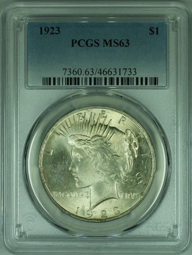 1923 Peace Silver Dollar S$1 Coin  PCGS MS-63   (37E)