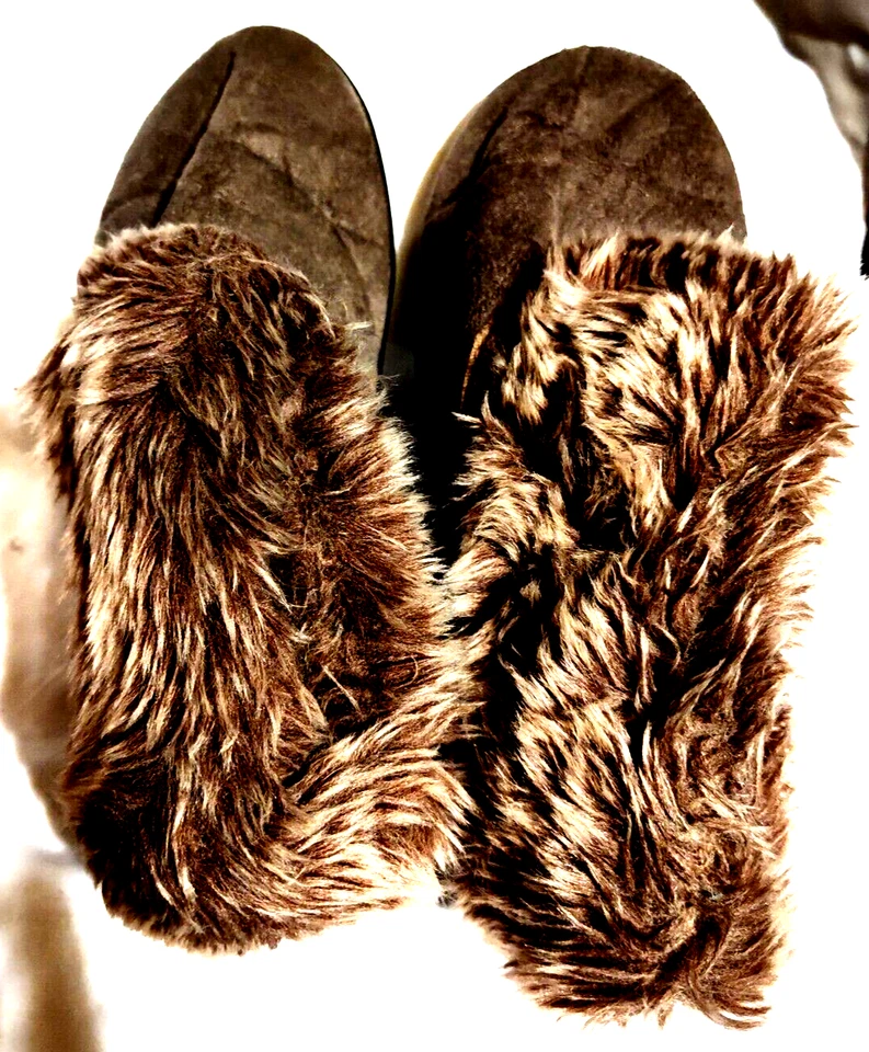 Isotoner House 鞋女式 8.5-9 码美国棕色拖鞋靴室内/室外 — 第 3/4 张图片