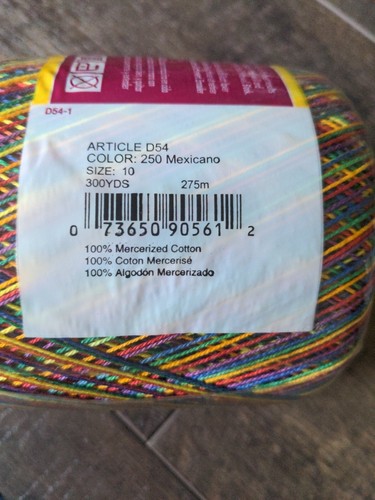 South Maid Crochet Cotton Thread D54-1 Size 10 Mexicano Multicolor 300 Yards - 第 3/7 張圖片