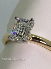 2.51CT Lab-Created Emerald Cut Diamond 14K 2-Tone Gold FN Solitaire Wedding Ring