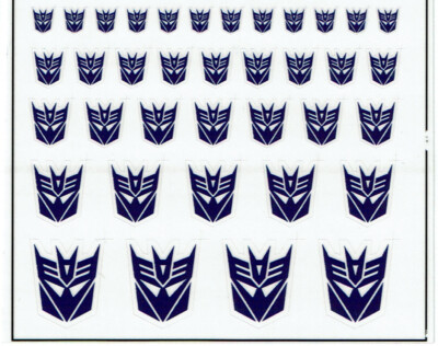 TRANSFORMERS GENERATION 1, G1 DECEPTICON ETIKETTEN / AUFKLEBER (klar)