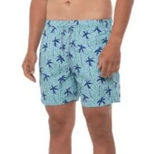 Boardies Blue Palm Tree Lined Swim Trunks Mens Medium