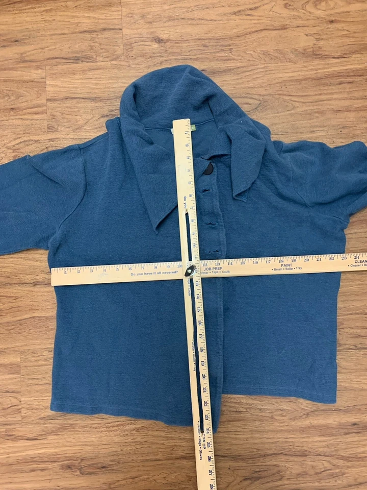 Suéter Cárdigan Chalet Algodón Turquesa Sólido Grande con Botones Asimétricos 3X Foto 4 de 4