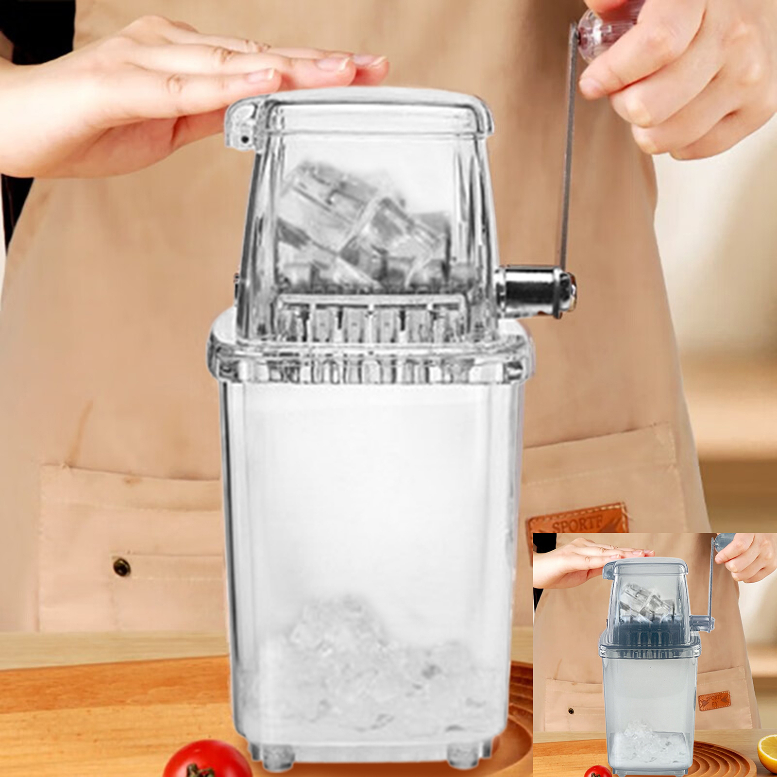 Portable Ice Shaver with Crank for Summer, Lightweight Crushed Ice Maker-image