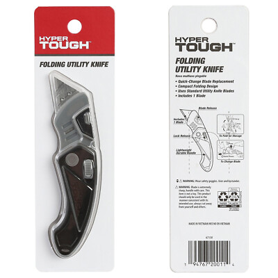 Hyper Tough PLASTIC FOLDING UTILITY KNIFE Quick-Change Blade