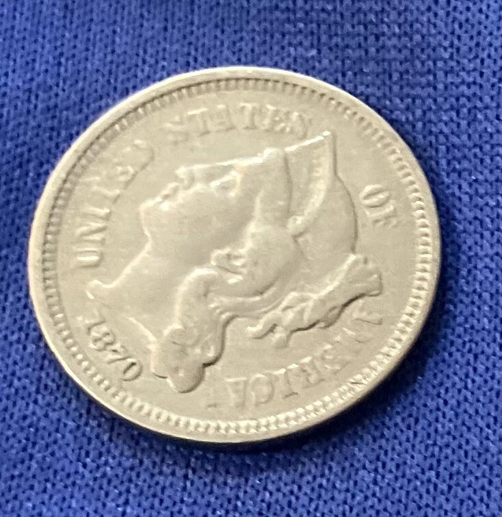 1870 United States Nickel Three-Cent Piece Very Fine Condition - Image 3 of 4