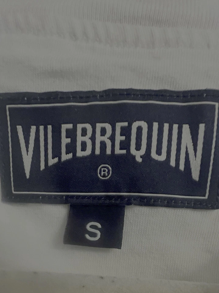 男式 Vilebrequin 白色印花 T 恤 S 码经典沙滩装夏季 — 第 3/4 张图片