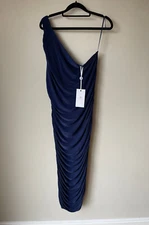 Forever Unique Midi Dress Navy Blue One Shoulder Cocktail Party UK 16-18 💖BNWT