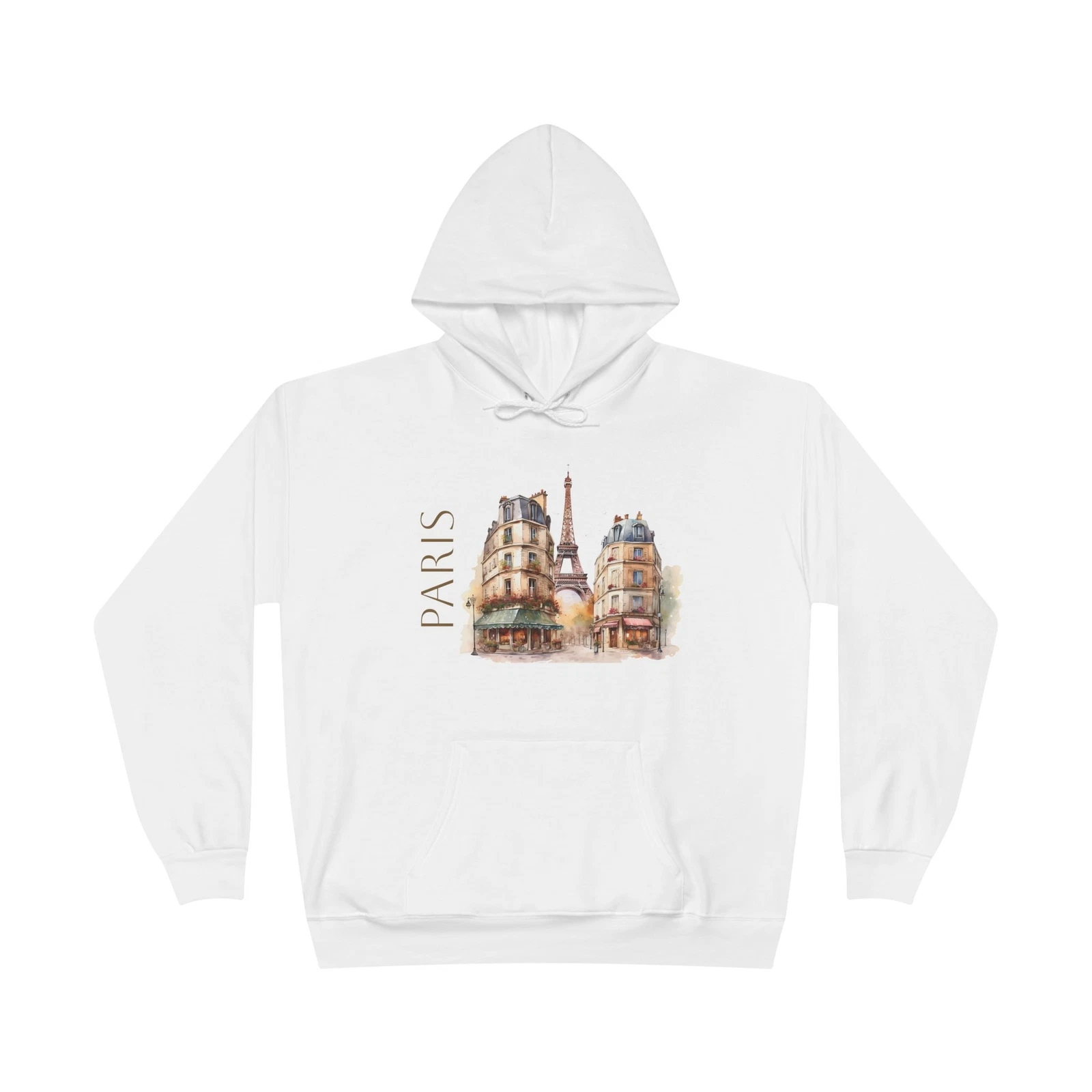 Paris Themed Eco-Friendly Hoodie, Unisex Pullover Sweatshirt for Travel Lovers