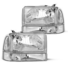 For 99-04 Ford F250 F350 Super Duty Chrome Housing Clear Corner Headlight Lamps For 99-04 Ford F250 F350 Super Duty Chrome Housing Clear Corner Headlight Lamps