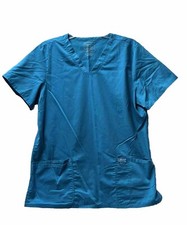 Cherokee Workwear Revolution Teal Blue Size Large Scrub Top Style WW620
