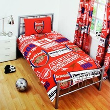 Image of Arsenal F.C.  'Patch' Single Duvet Cover Bedding Set Reversible Quilt Cover