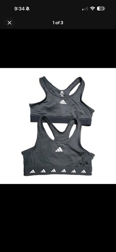 Adidas AEROREADY Girls Sports Bra M 10-12 Black Wireless Tech Fit Lot Of 2