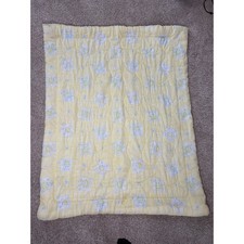 Vintage Yellow Gingham Teddy Bear Baby Quilt Blanket Crib Nursery 38x48 Read