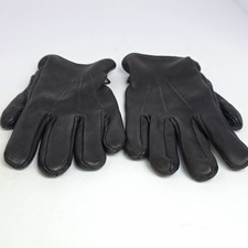 Men's Black Leather Lined Driving Gloves Size 10 Wrist Length Warm Wool Lined