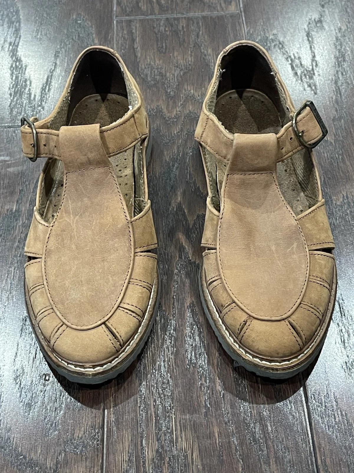 Timberland Vintage Pelle Marrone Suole Gomma Huarache Donna Taglia 7M