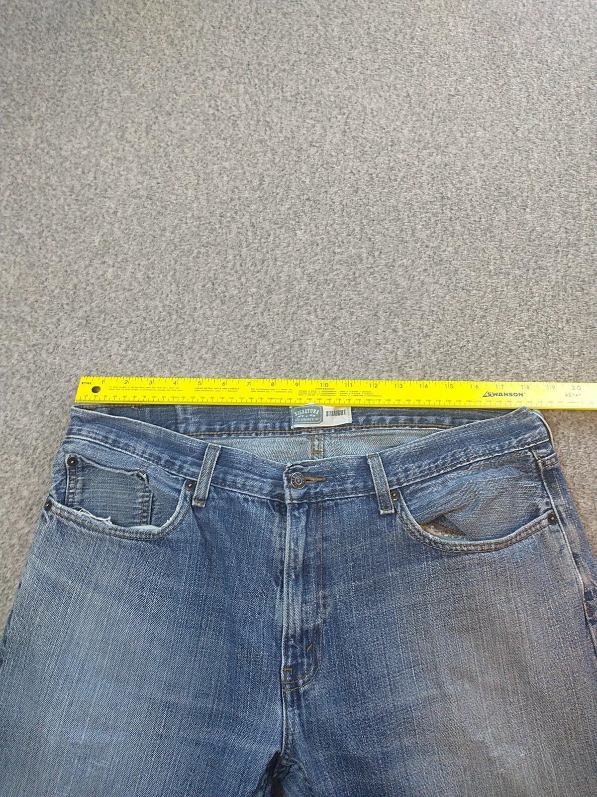 Signature by Levi Strauss & Co Men's Jeans 36x27 Regular Straight Fit Denim Work