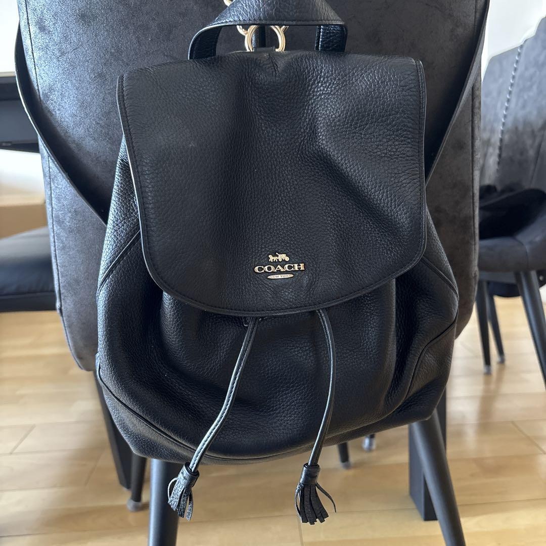 Coach Authentic Black Leather Backpack Pre-Owned