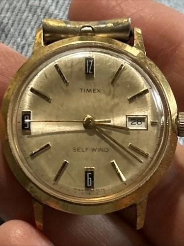 Vintage Timex Self-Wind Gold Tone Mechanical Men's Watch 4144 3270