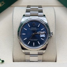 Rolex Datejust 36 Blue Index Dial Fluted Bezel Stainless Oyster Bracelet