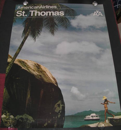 AMERICAN AIRLINES ST. THOMAS  1973 Vintage Travel poster 30x40