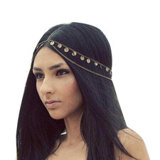 Women Bohemian Gold Head Chain Headband Bridal Head Chain Wedding Headpiece Hair