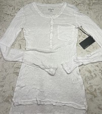 Rails White Long Sleeve Henley Shirt with Pocket Made in USA Size XS