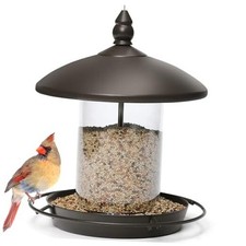 Metal Roof Bird Feeder - Chew Proof for Outdoor Hanging Wild Bird 1.7lb:Bronze