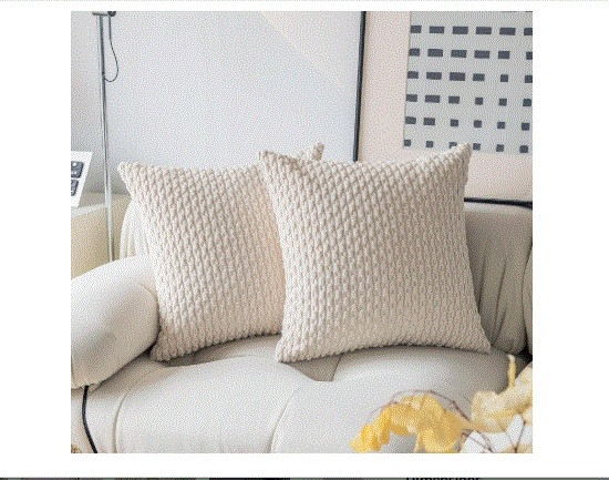 DECORATIVE  THROW PILLOW COVER CREAM 18 X 18 BY MIULEE