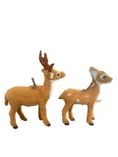 Furry Deer Ornaments A Buck With Antlers N Baby Deer