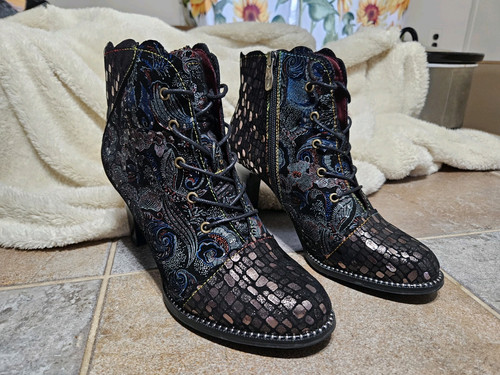 SPRING STEP L'ARTISTE GLITTERAIL ZIP BOOT 8.5 US, 39 EU Ankl EXCELLENT CONDITION - Picture 9 of 22