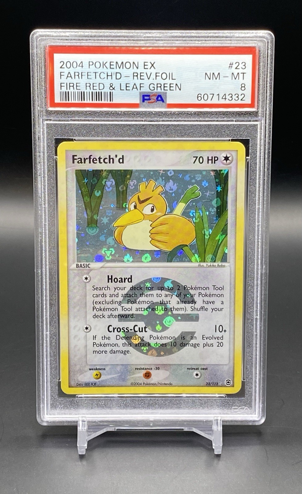 2004 POKEMON EX FIRE RED & LEAF GREEN #23 FARFETCH’D REV FOIL REVERSE HOLO PSA 8