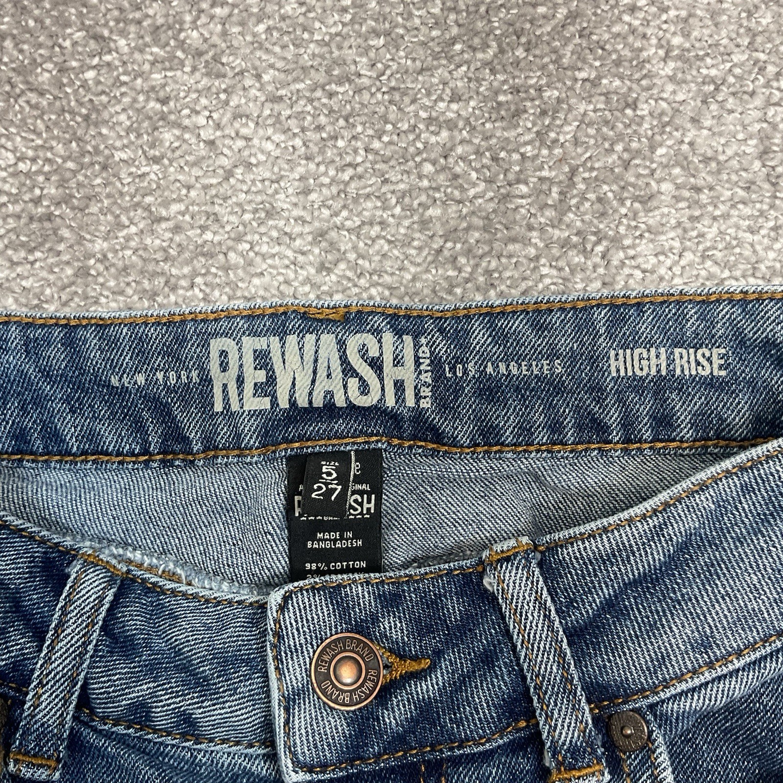 Rewash High Rise Raw Hem Crop Women's size 5/27 Distressed Jeans