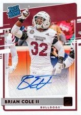 2020 Donruss Rated Rookies Draft Picks Signatures Red #2 Brian Cole II Auto FB