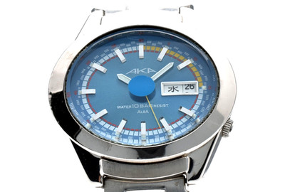 Vintage 1998 [EXC +5] SEIKO ALBA AKA V743-5A10 Blau 40mm Quarz Herrenuhr