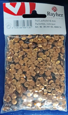Pailletten Gewölbt , Kupferfarben, Art,-Nr. 3924105,  6mm, Rayher, OVP,