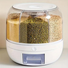 360  Rotating Rice Dispenser, 6-Grid Large Grain Storage Container