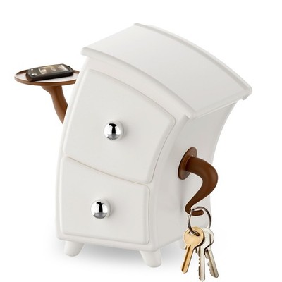 Whimsical Funky Desk Organizer with Drawers, Statue Storage Tray & Key Hook, ...