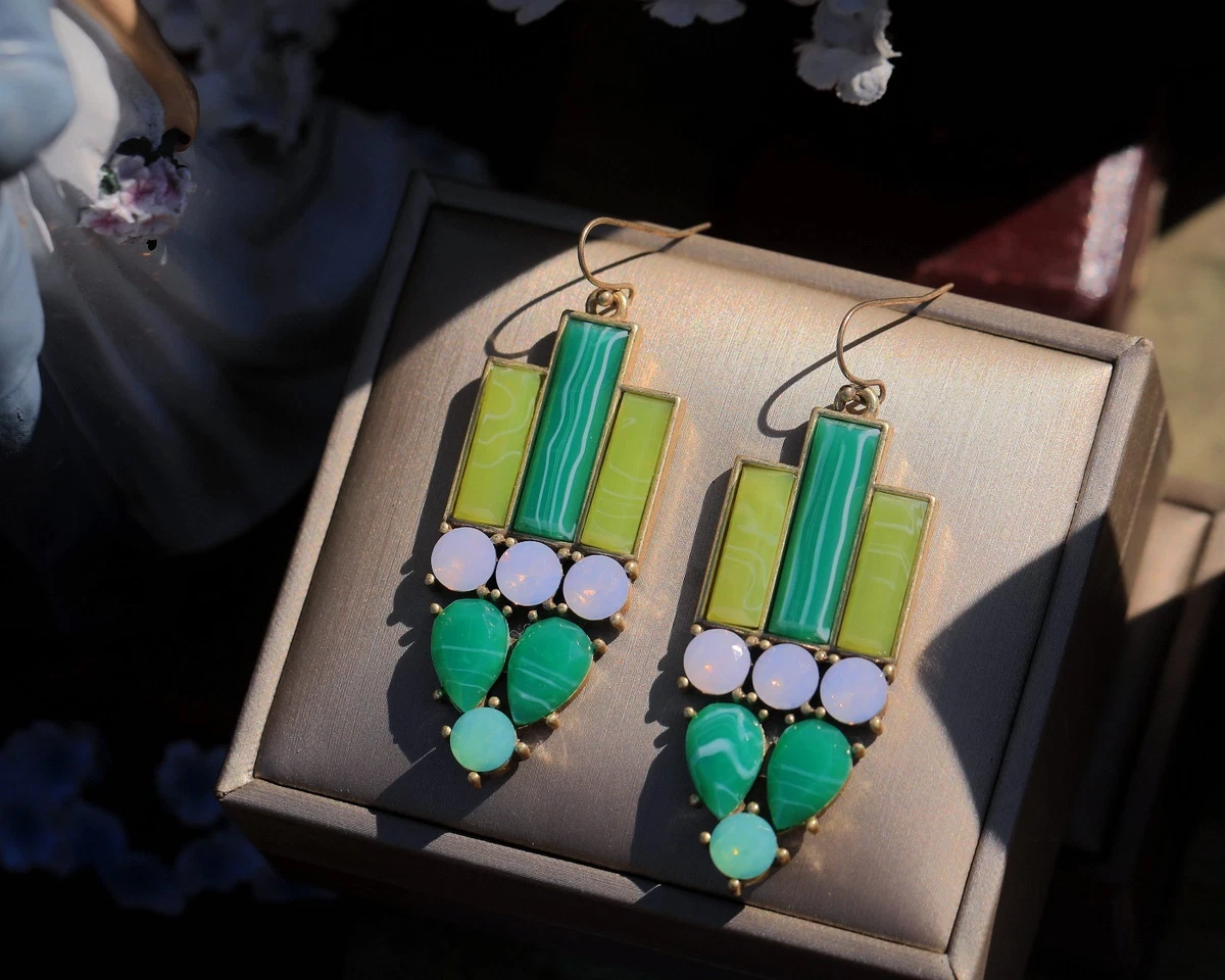 Paire De Boucles D'Oreilles Fantaisie Vintage - Style Rétro Ancien - Occasion