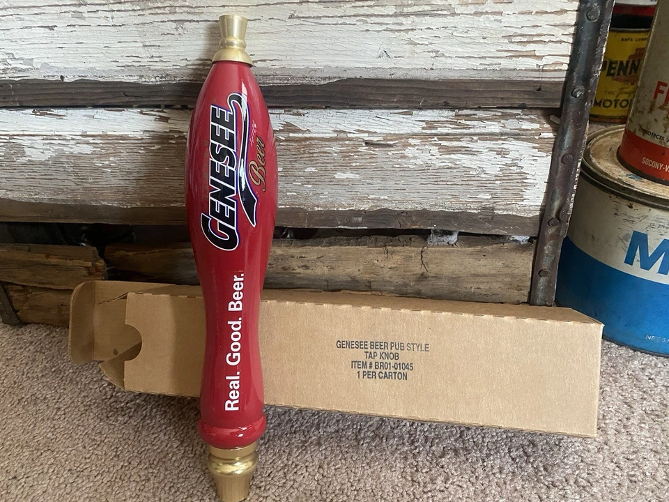 Vintage Genesee Beer Oil Can Beer Keg Tap Handle NIB New Bar Mancave Sign Orig. - Image 3 of 4